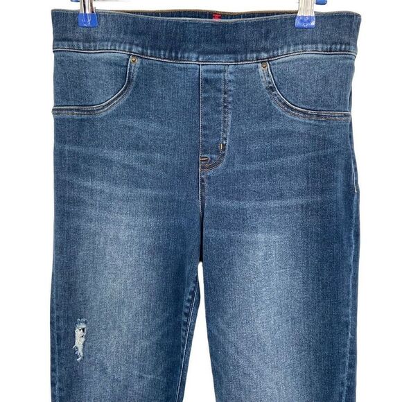 Spanx Pull-On Distressed Raw Edge Hem Skinny Jeans Medium - Picture 3 of 8